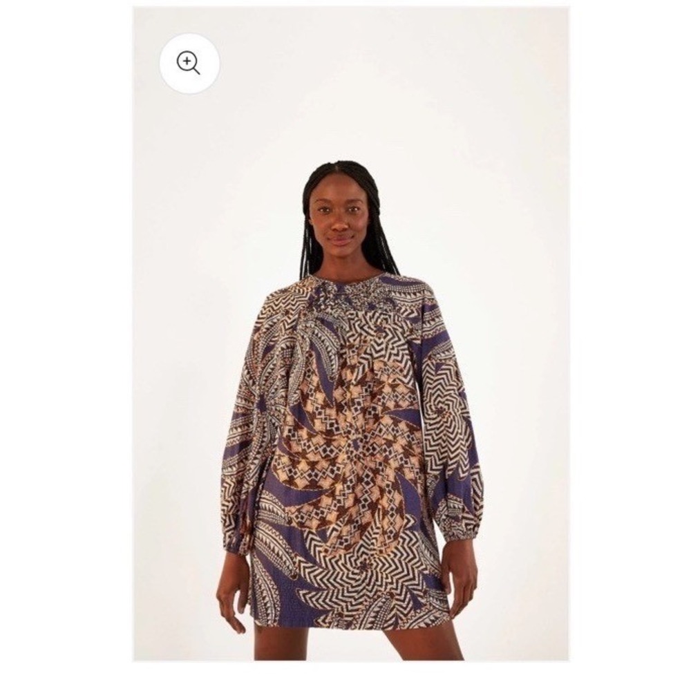 Farm Rio Yawanawa Vanahu Banana Print Mini Shirtdress Size XS NEW